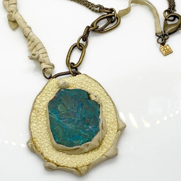 NEW Free People X Annie Hammer Leather Stone Necklace - Picture 3 of 16
